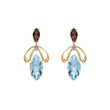 Brinco Quartzo e Topázio ouro 18k